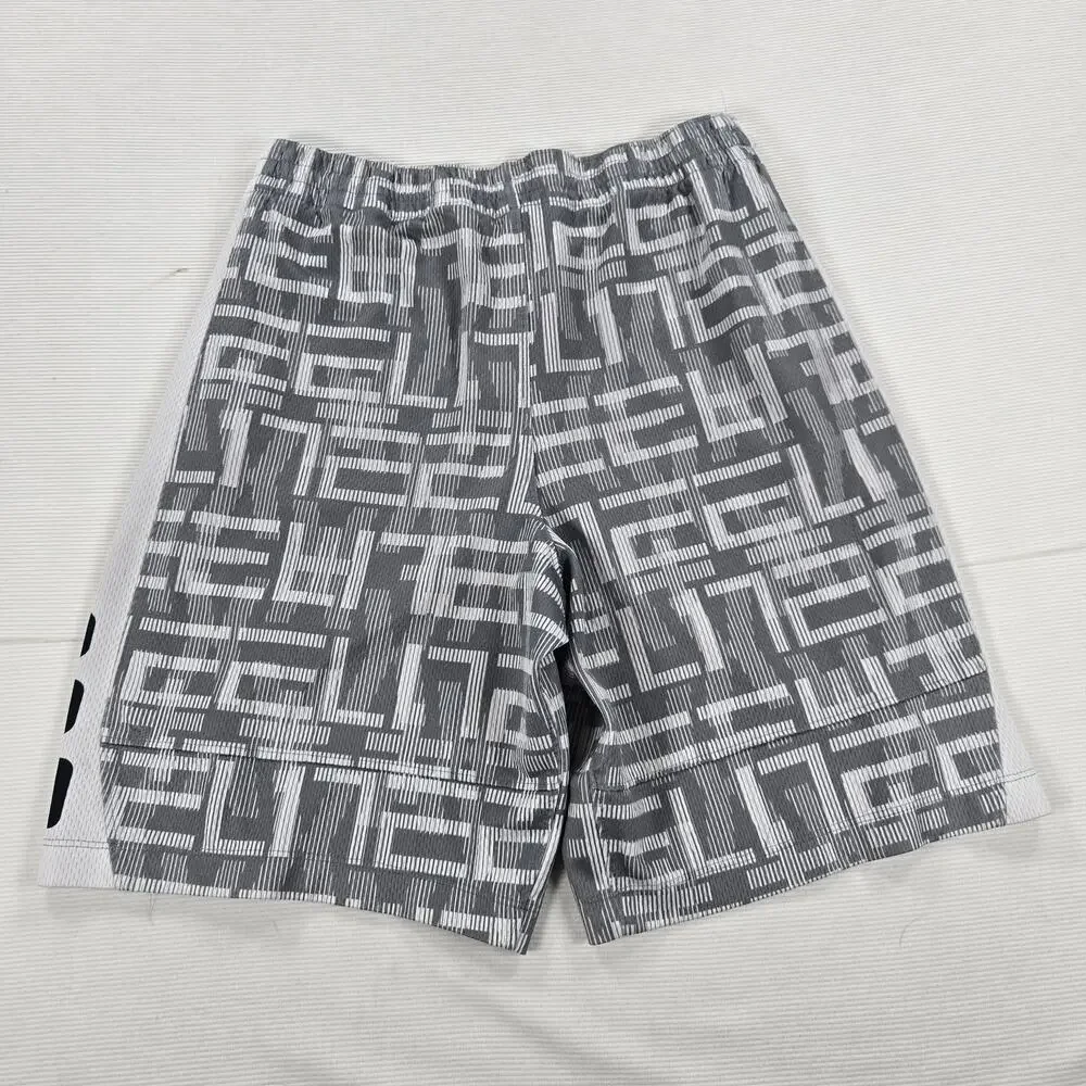 Nike Dri-Fit Elite Basketball Gray Spell Out Athletic Shorts Youth Size Large